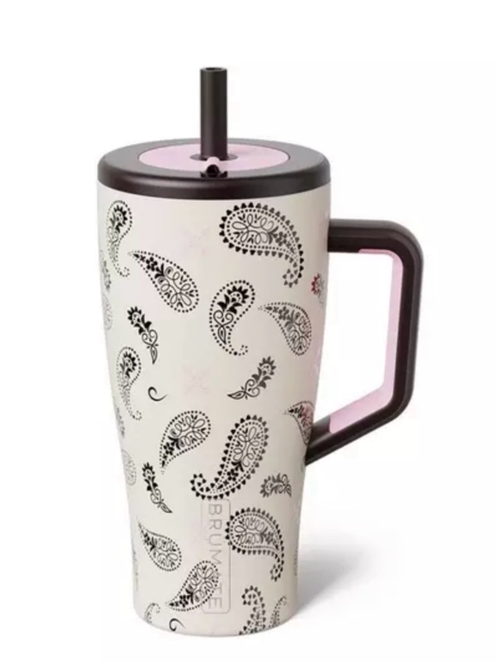 Brumate 30oz Era Pink & Cream Paisley Travel Mug with Straw - Brumate